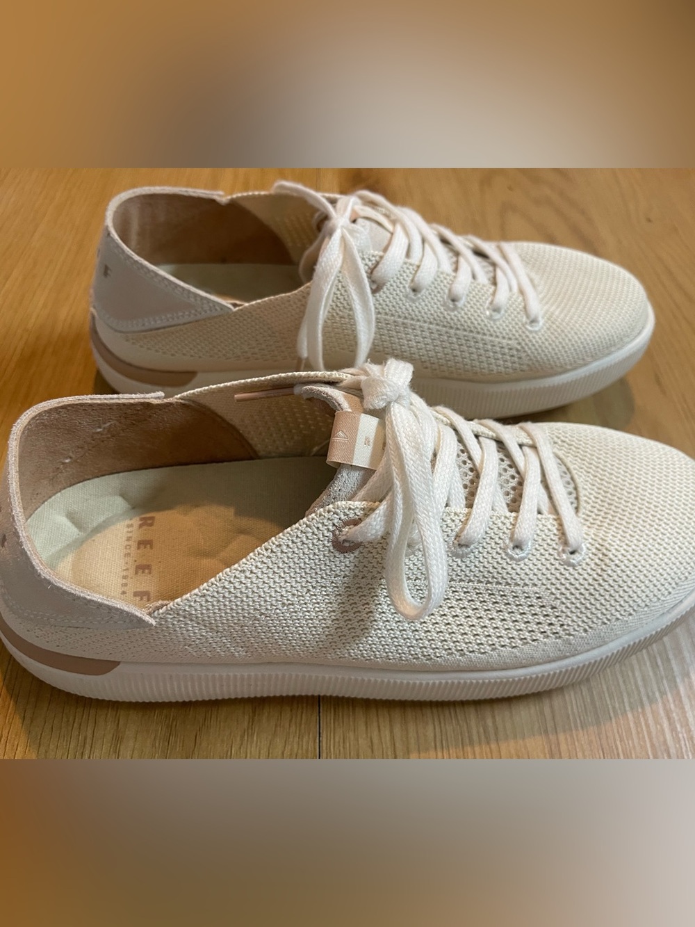 Reef Women’s Cream Knit Lace-Up Sneakers - Picture 9 of 11